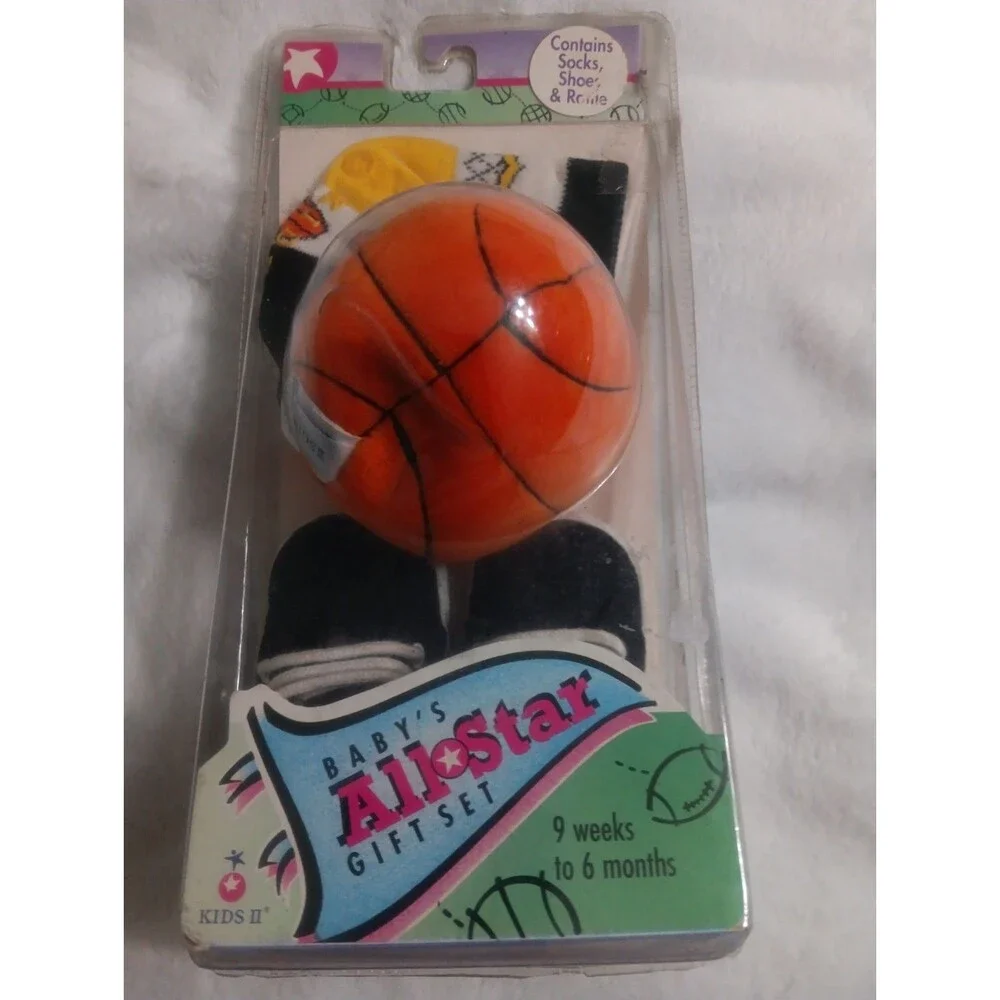 Kids II Baby's All Star Gift Set Shoes, Socks, Soft Toy Rattle New Vintage 1995